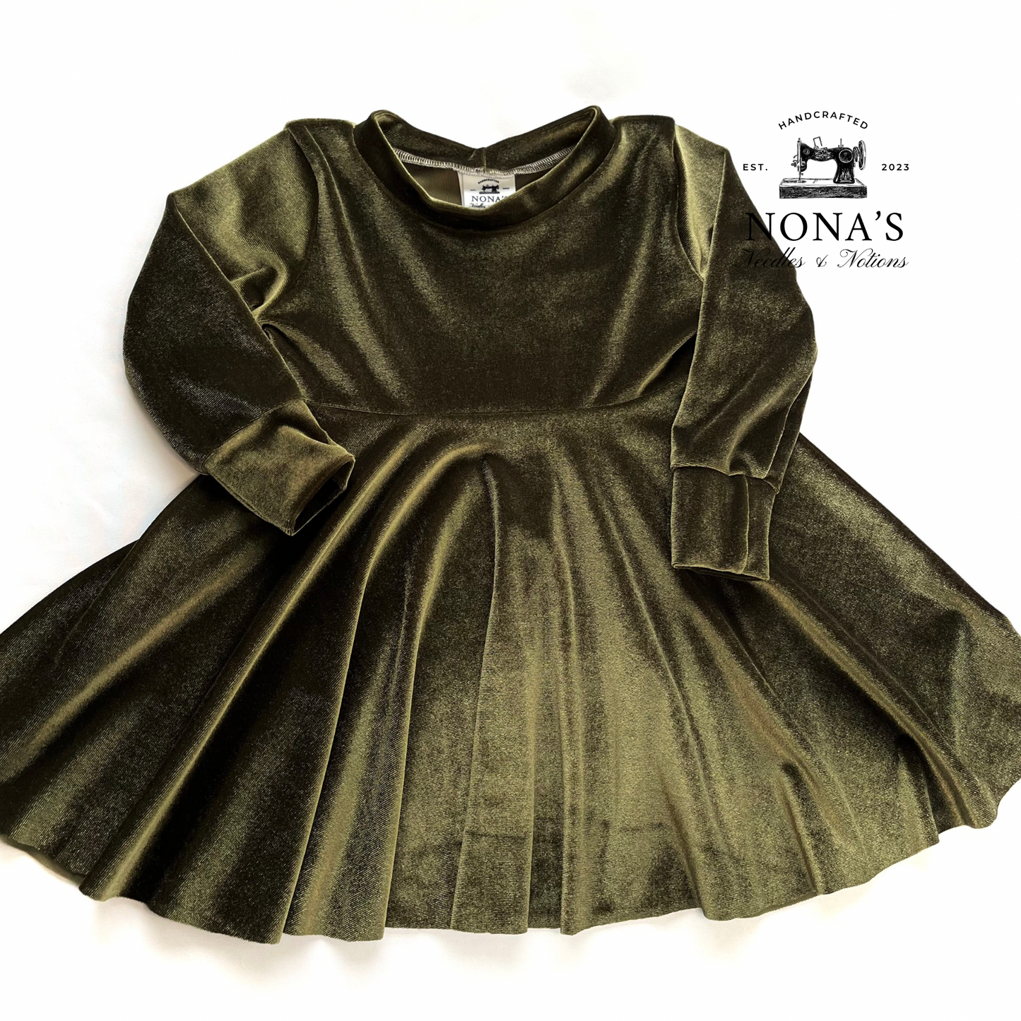 Green Velvet Twirl Dress